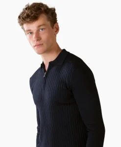 Truien^Aurelien Pullover Rib Zip Polos Ls Donker Blauw