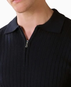 Truien^Aurelien Pullover Rib Zip Polos Ls Donker Blauw