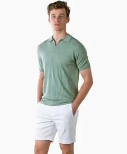 Polo's^Aurelien Polo Buttonles Ribsl Groen