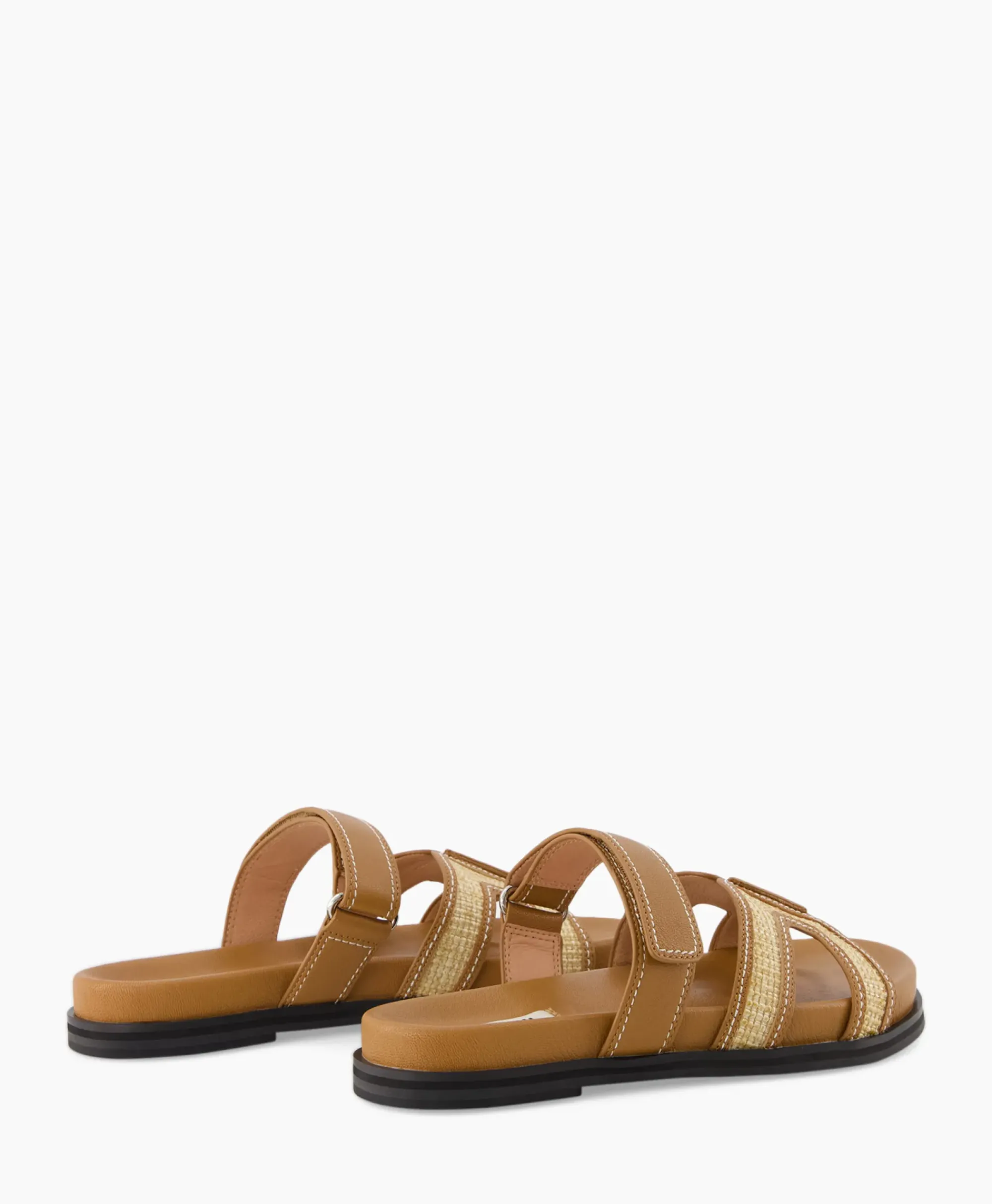 Sandalen^Bibi Lou Sandaal Zonder Hak Leather And Rafia Licht Bruin