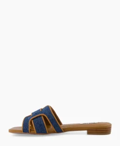Sandalen^Bibi Lou Sandaal Zonder Hak Leather + Linnen Bruin