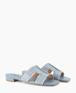 Sandalen^Bibi Lou Sandaal Zonder Hak Rafia Donker Bruin