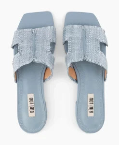 Sandalen^Bibi Lou Sandaal Zonder Hak Rafia Donker Bruin