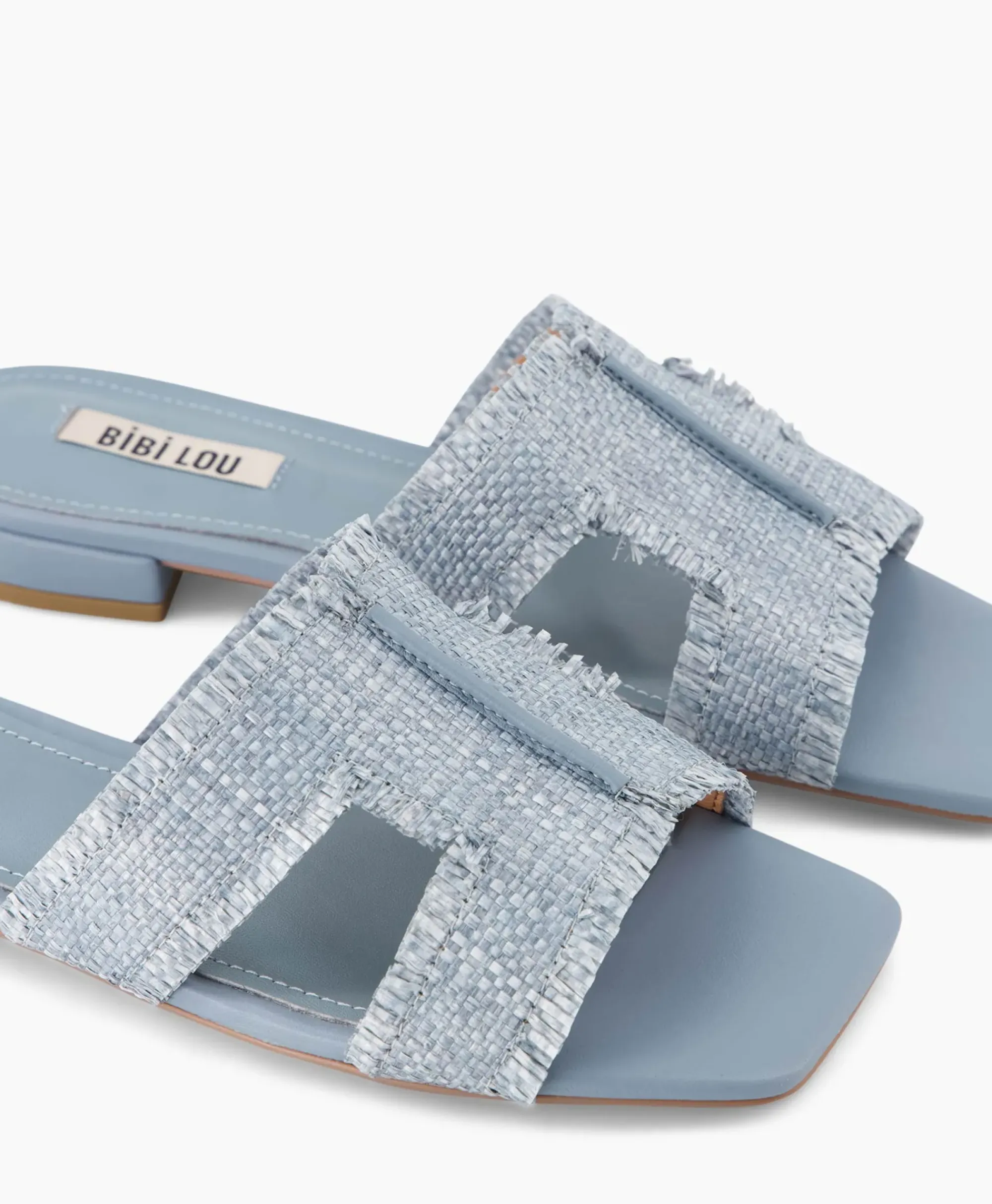 Sandalen^Bibi Lou Sandaal Zonder Hak Rafia Donker Bruin