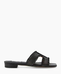 Sandalen^Bibi Lou Sandaal Zonder Hak Rafia Zwart