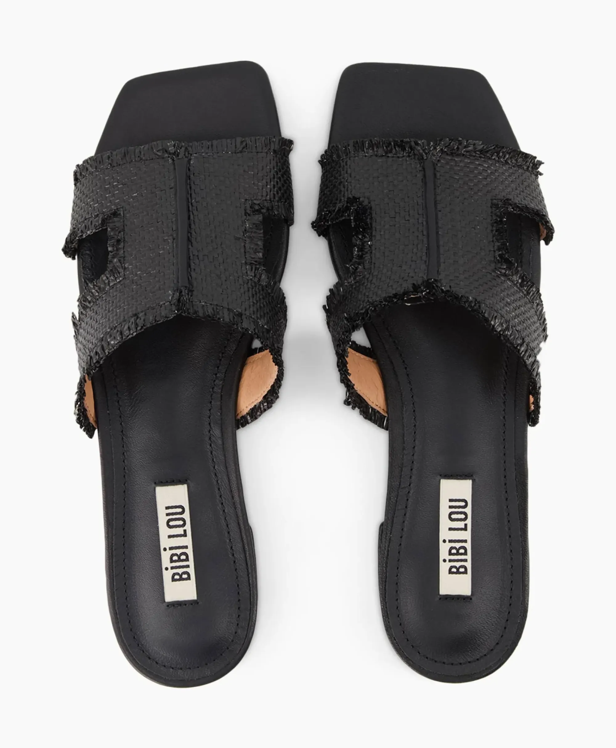 Sandalen^Bibi Lou Sandaal Zonder Hak Rafia Zwart