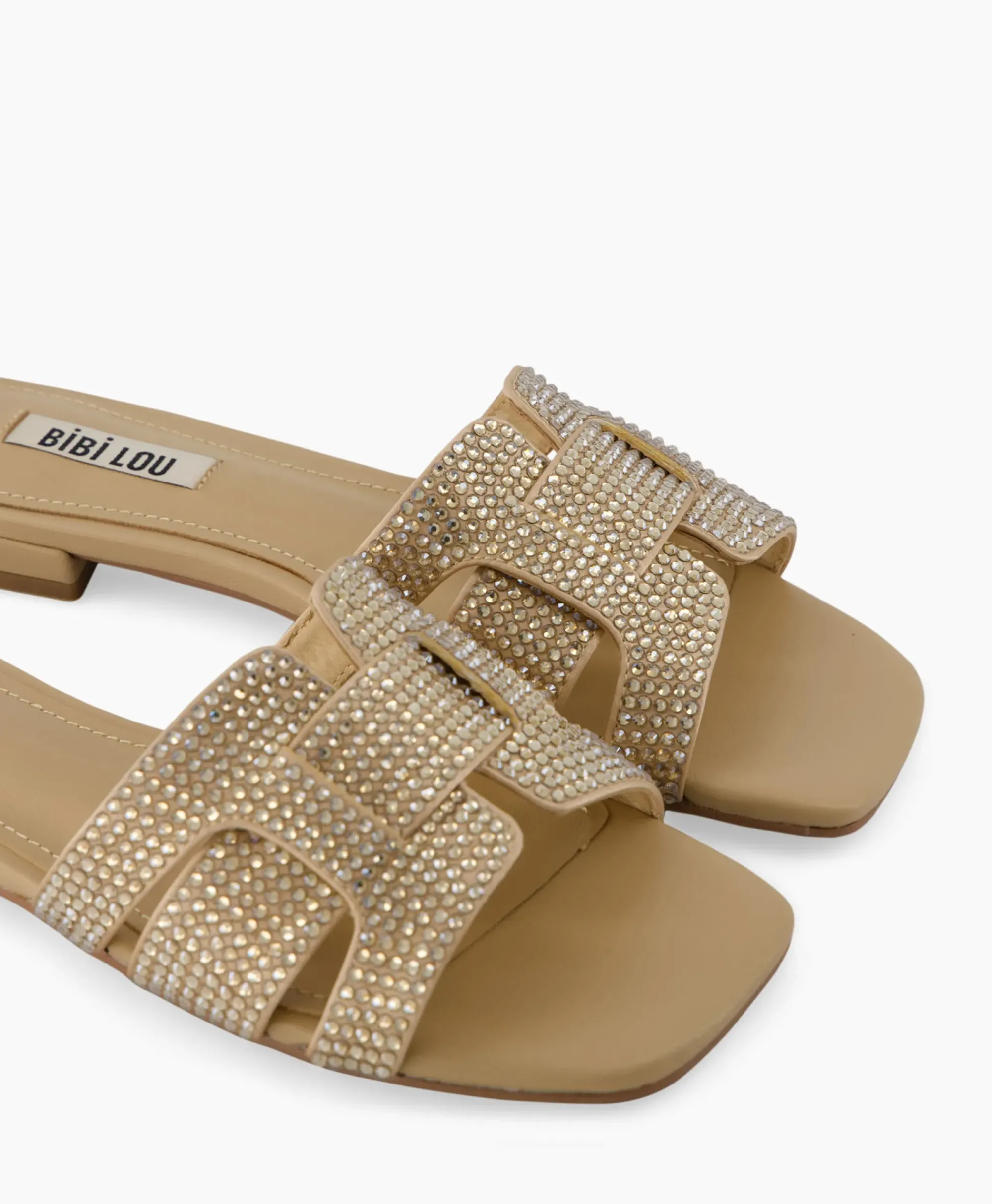 Sandalen^Bibi Lou Sandaal Zonder Hak Strass Beige