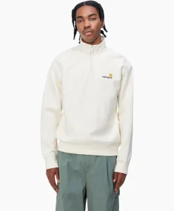 Truien^Carhartt Wip Sweater Half Zip American Script Ecru
