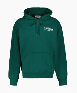 Truien^Carhartt Wip Sweater Hooded Onyx Script Groen