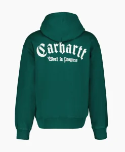 Truien^Carhartt Wip Sweater Hooded Onyx Script Groen