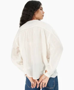 Blouses^Chufy Blouse Bamboo Embroidered Blauw