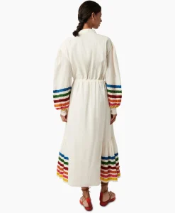 Bruiloftskleding^Chufy Maxi Jurk Lena Embroidered Off White