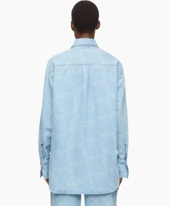 Blouses^Closed Blouse Boxy Long Sleeve Licht Blauw