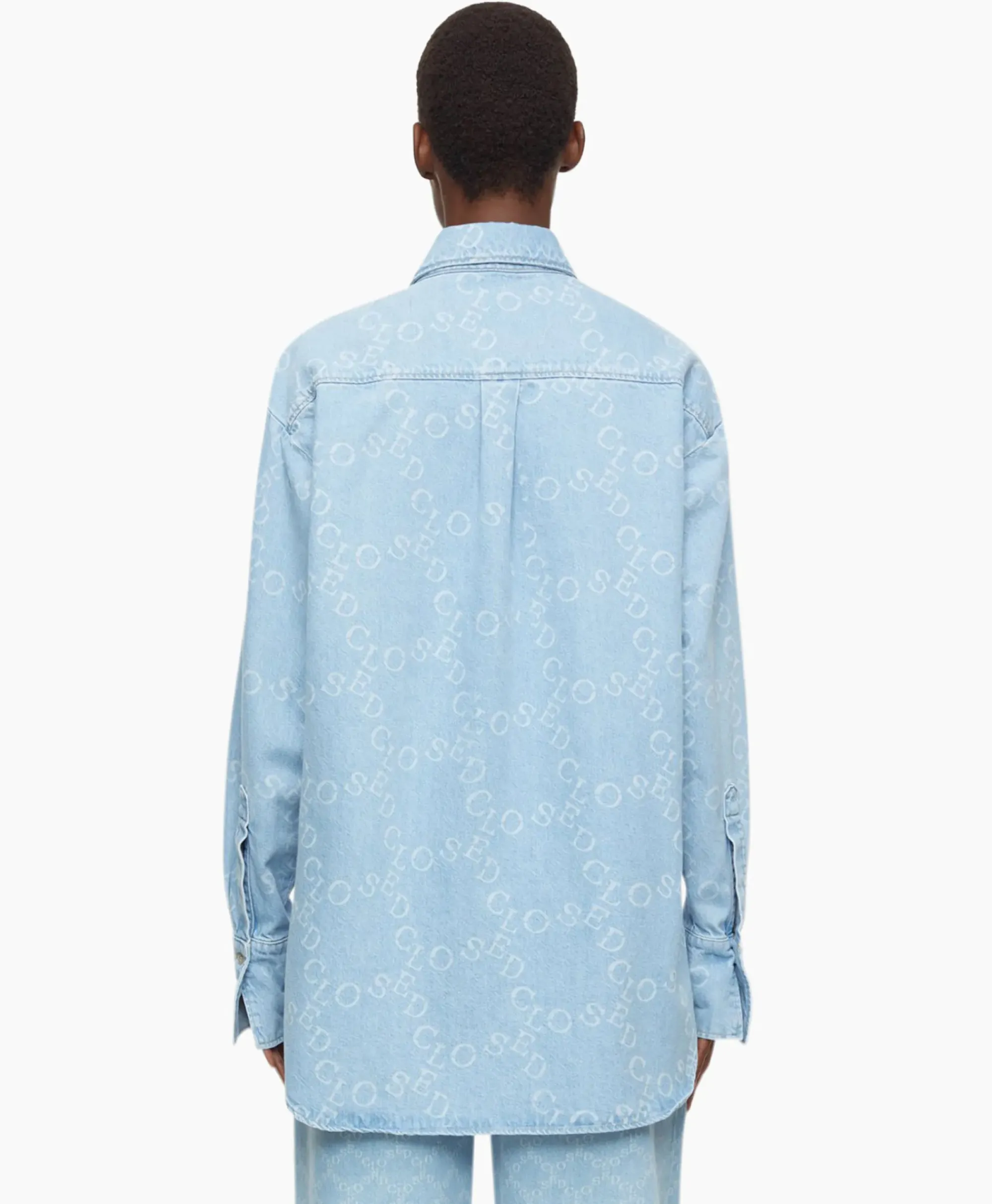 Blouses^Closed Blouse Boxy Long Sleeve Licht Blauw