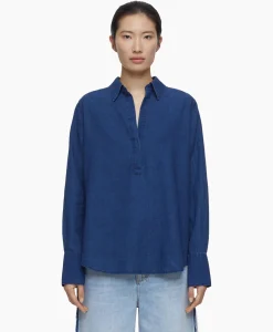 Blouses^Closed Blouse Open Neck Blauw