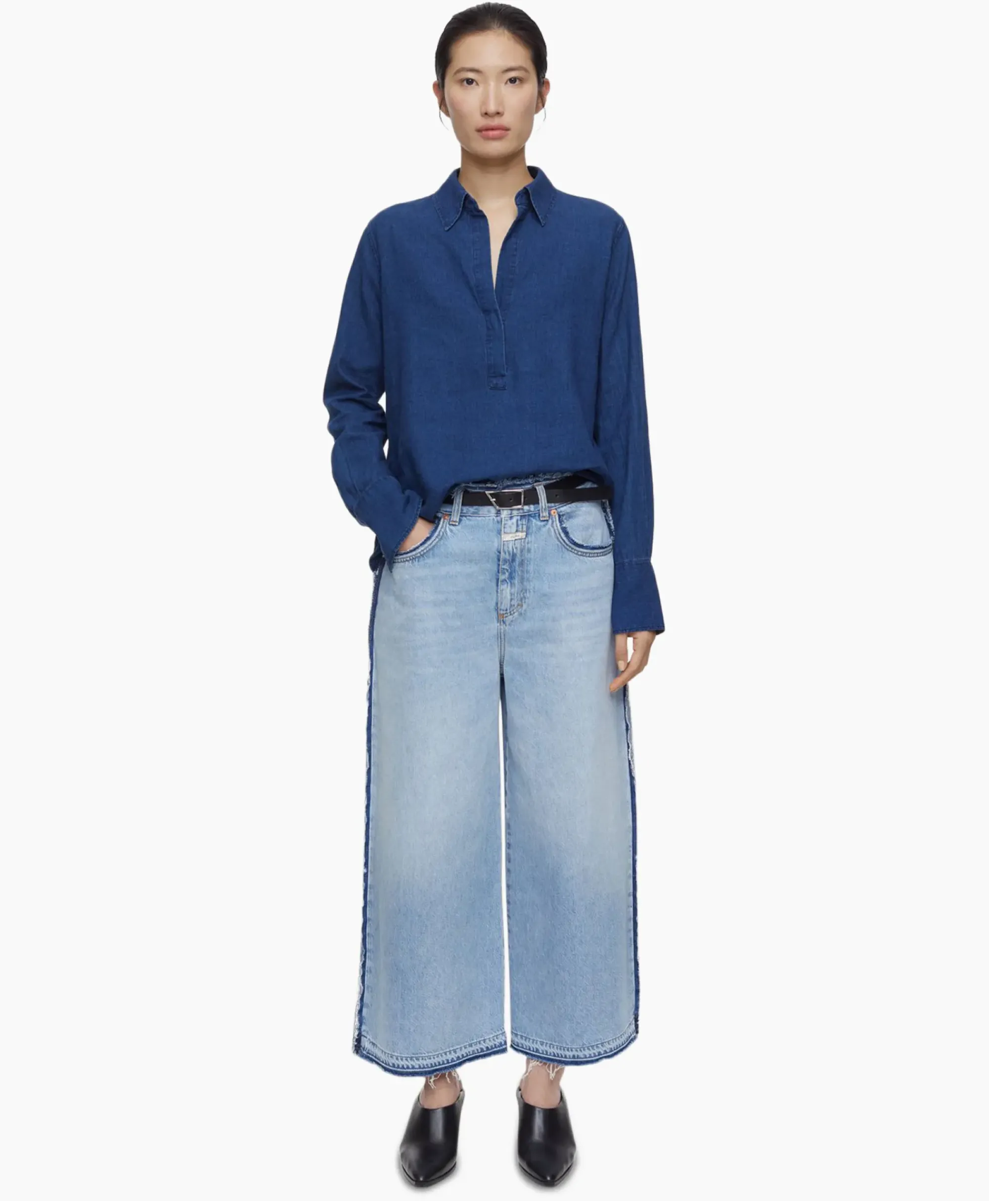 Blouses^Closed Blouse Open Neck Blauw