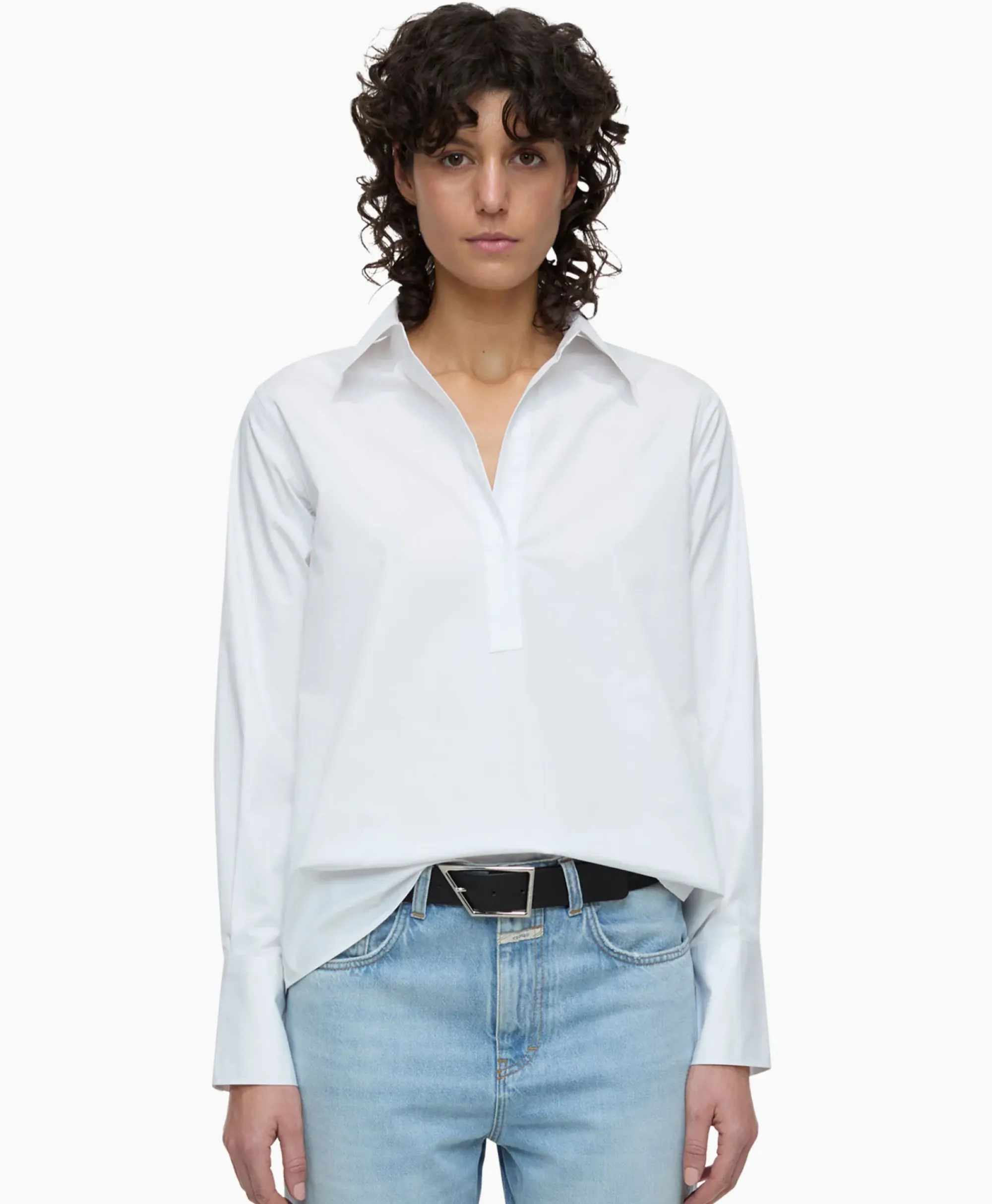Blouses^Closed Blouse Open Neck Tunic Wit