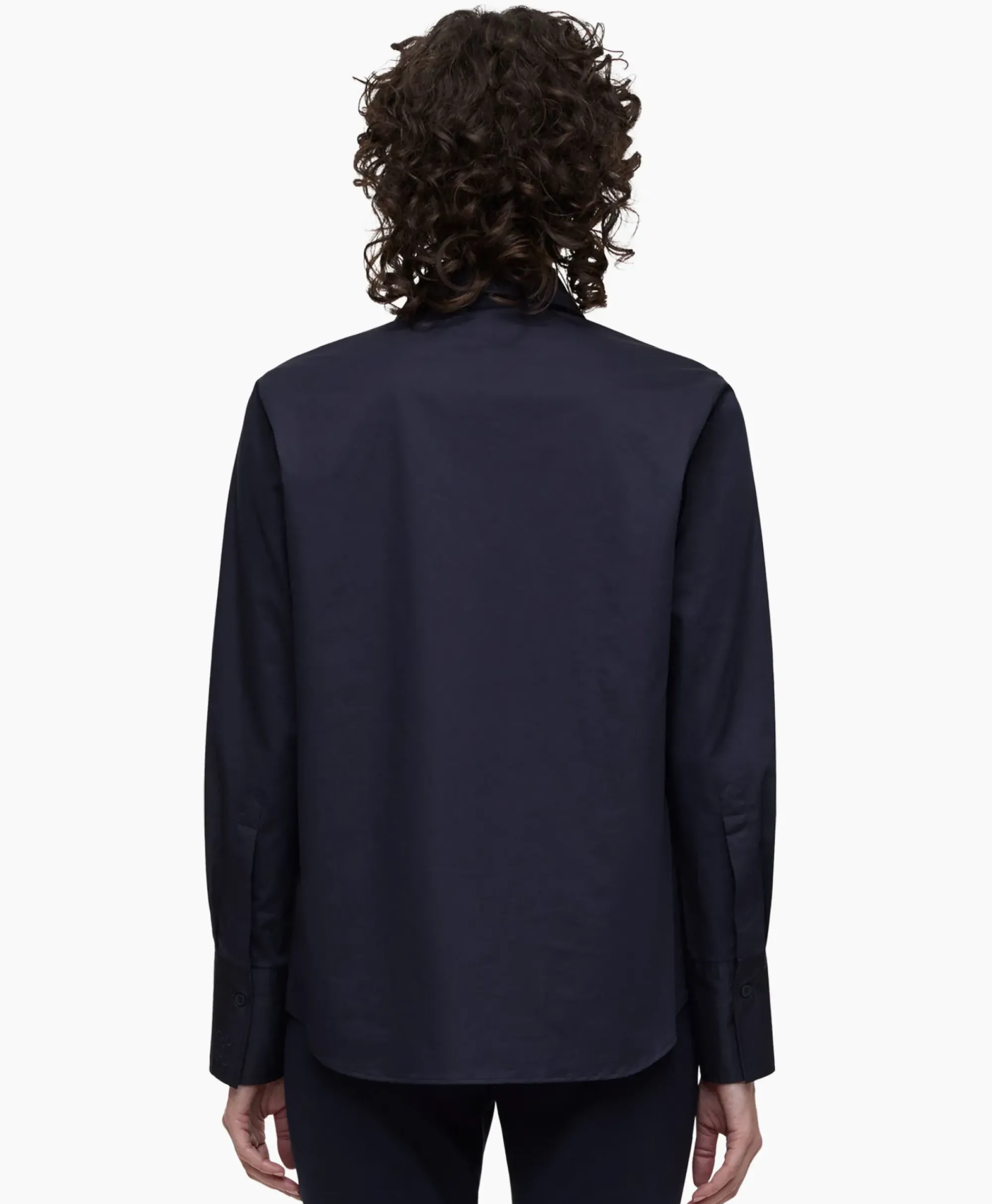 Blouses^Closed Blouse Open Neck Tunic Donker Blauw