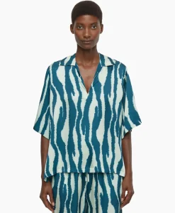 Blouses^Closed Blouse Short Sleeve Blauw