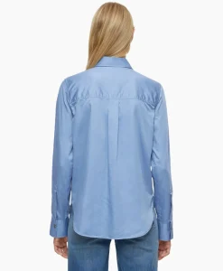 Blouses^Closed Blouse Straight Fitted Blauw