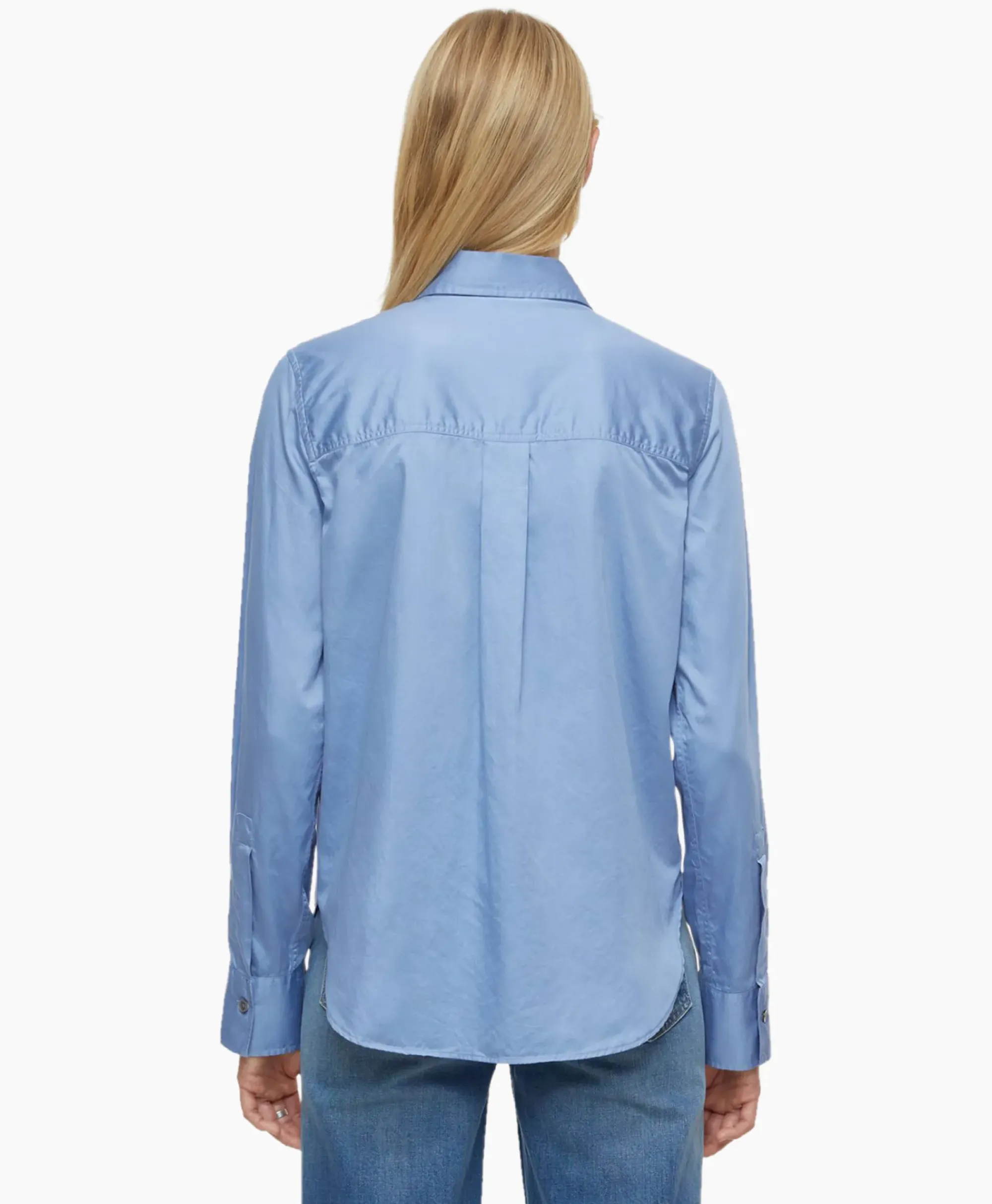 Blouses^Closed Blouse Straight Fitted Blauw