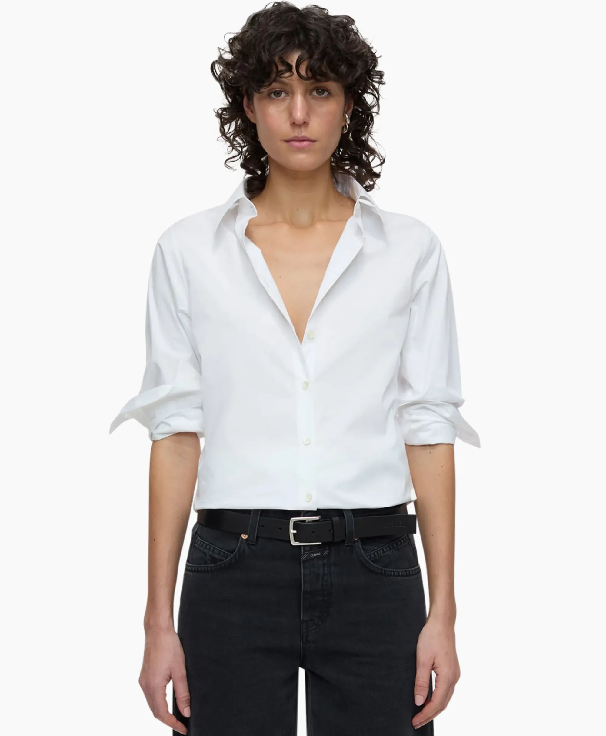 Blouses^Closed Blouse Waisted Wit