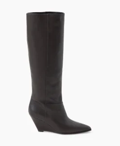 Laarzen^Closed Lange Laars Wedge Boot Donker Bruin