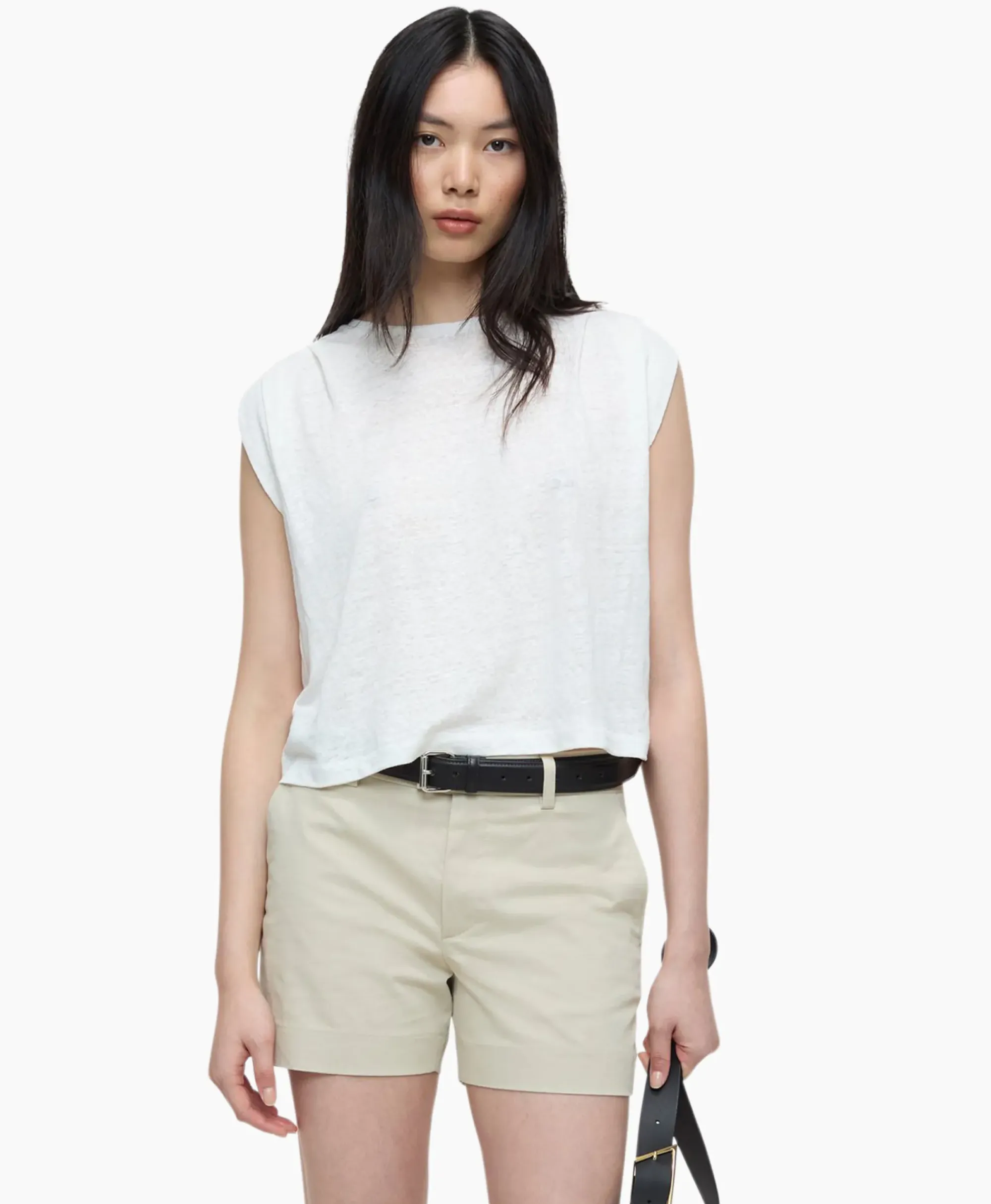 T-Shirts & Tops^Closed Top Pleated Sleeveless Ecru