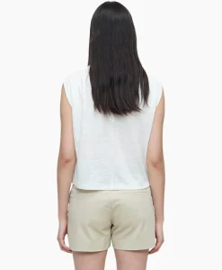 T-Shirts & Tops^Closed Top Pleated Sleeveless Ecru