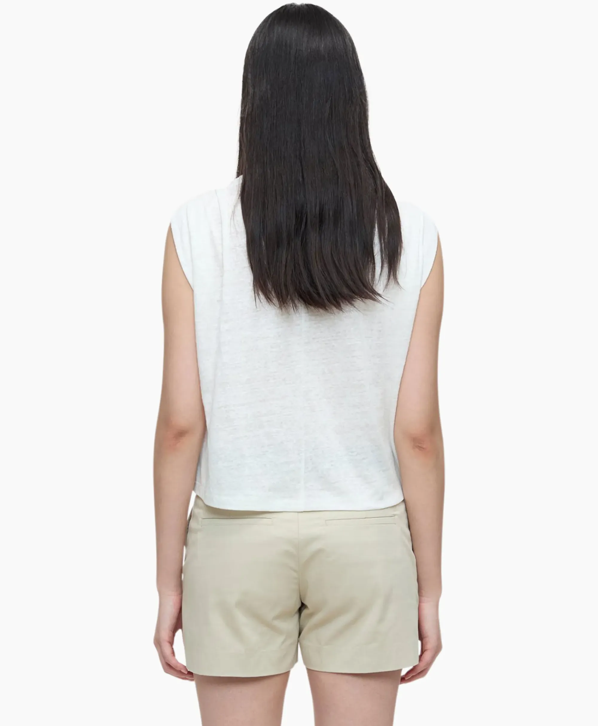 T-Shirts & Tops^Closed Top Pleated Sleeveless Ecru
