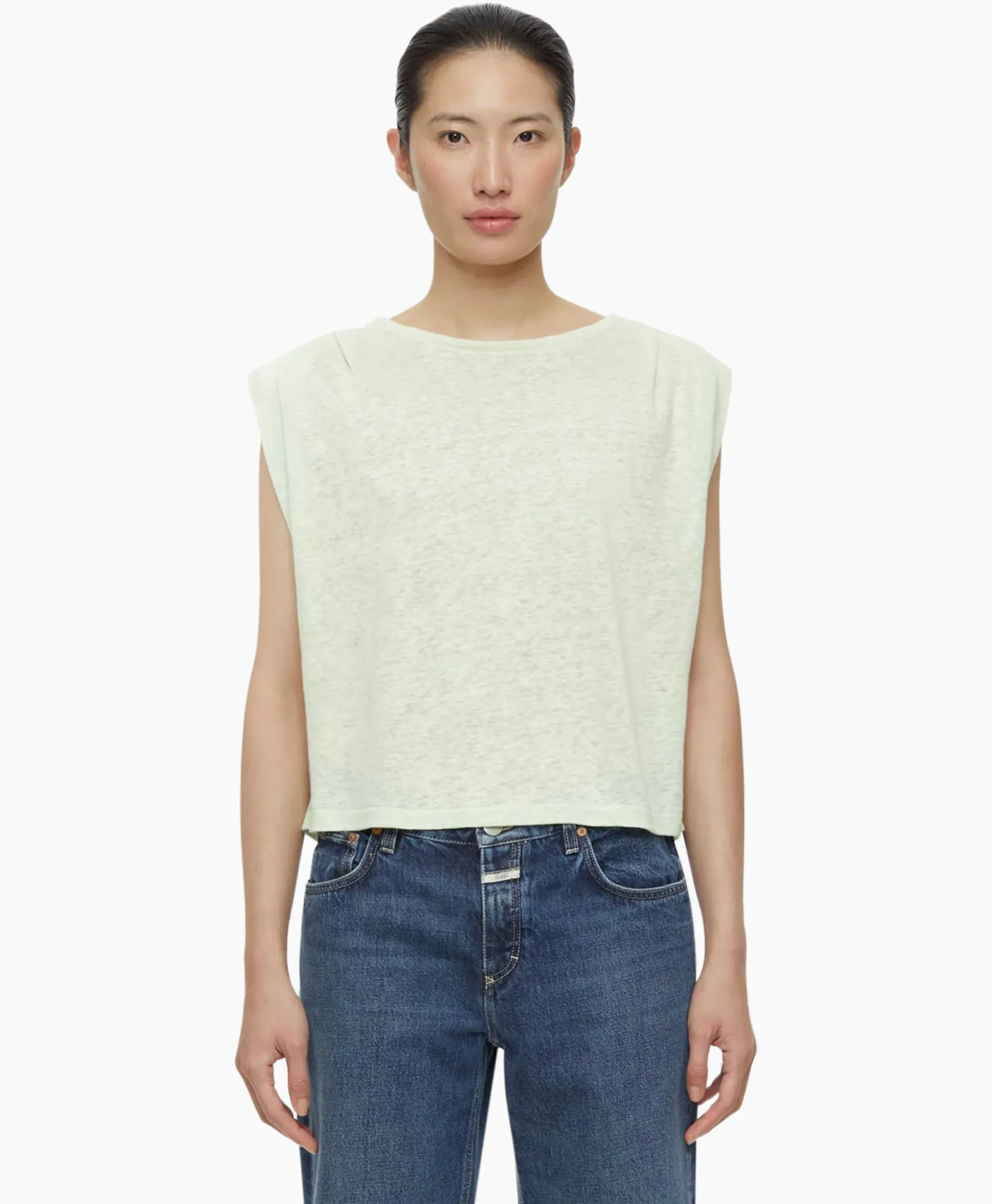 T-Shirts & Tops^Closed Top Pleated Sleeveless Licht Groen