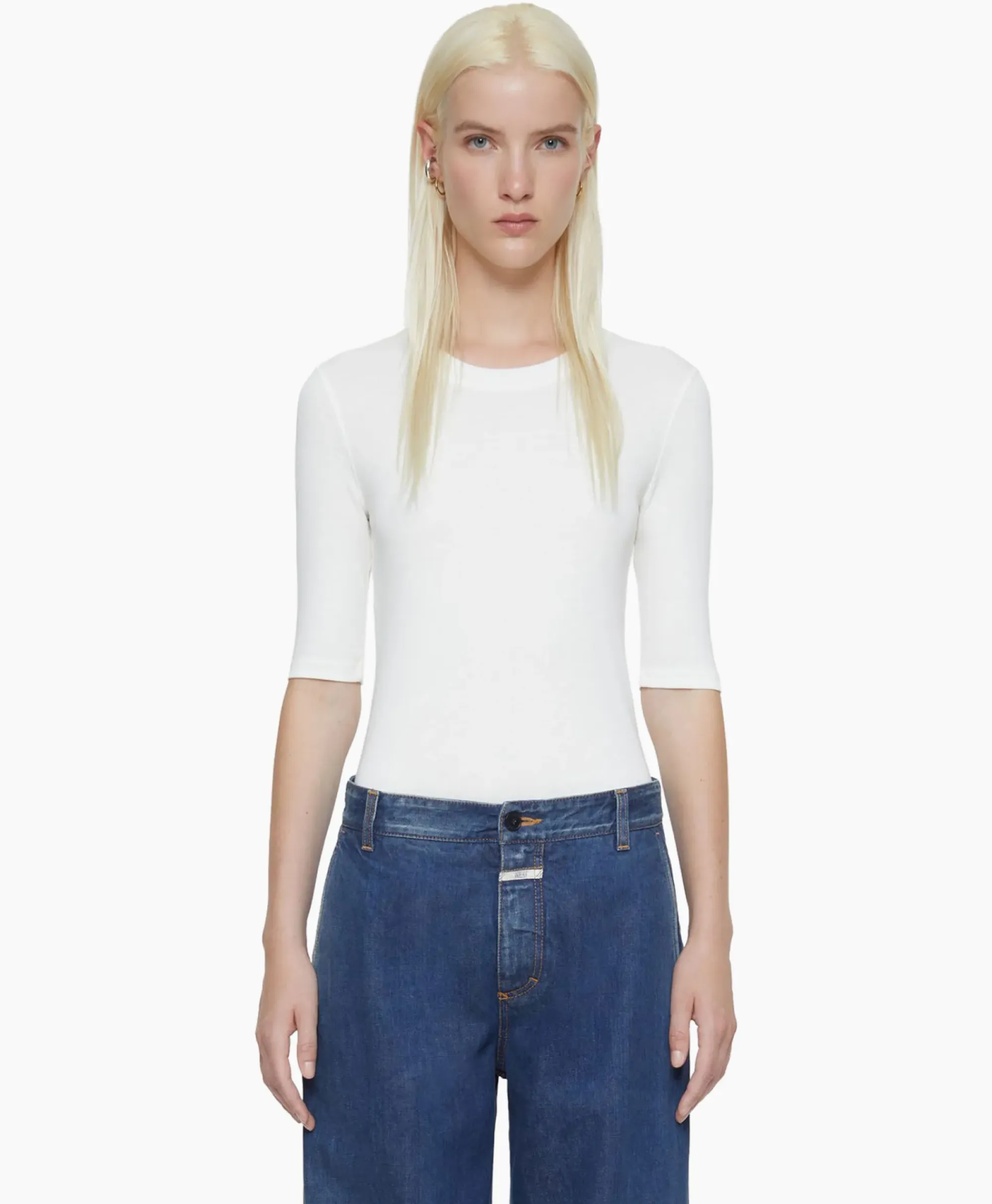 T-Shirts & Tops^Closed T-Shirt Korte Mouw Crewneck Short Sleeve Off White