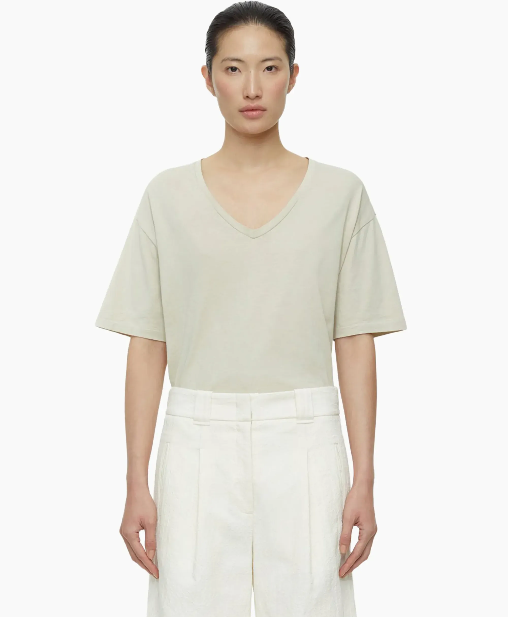 T-Shirts & Tops^Closed T-Shirt Korte Mouw V-Neck Short Sleeve Ivoor / Naturel
