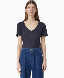 T-Shirts & Tops^Closed T-Shirt Korte Mouw V-Neck Blauw