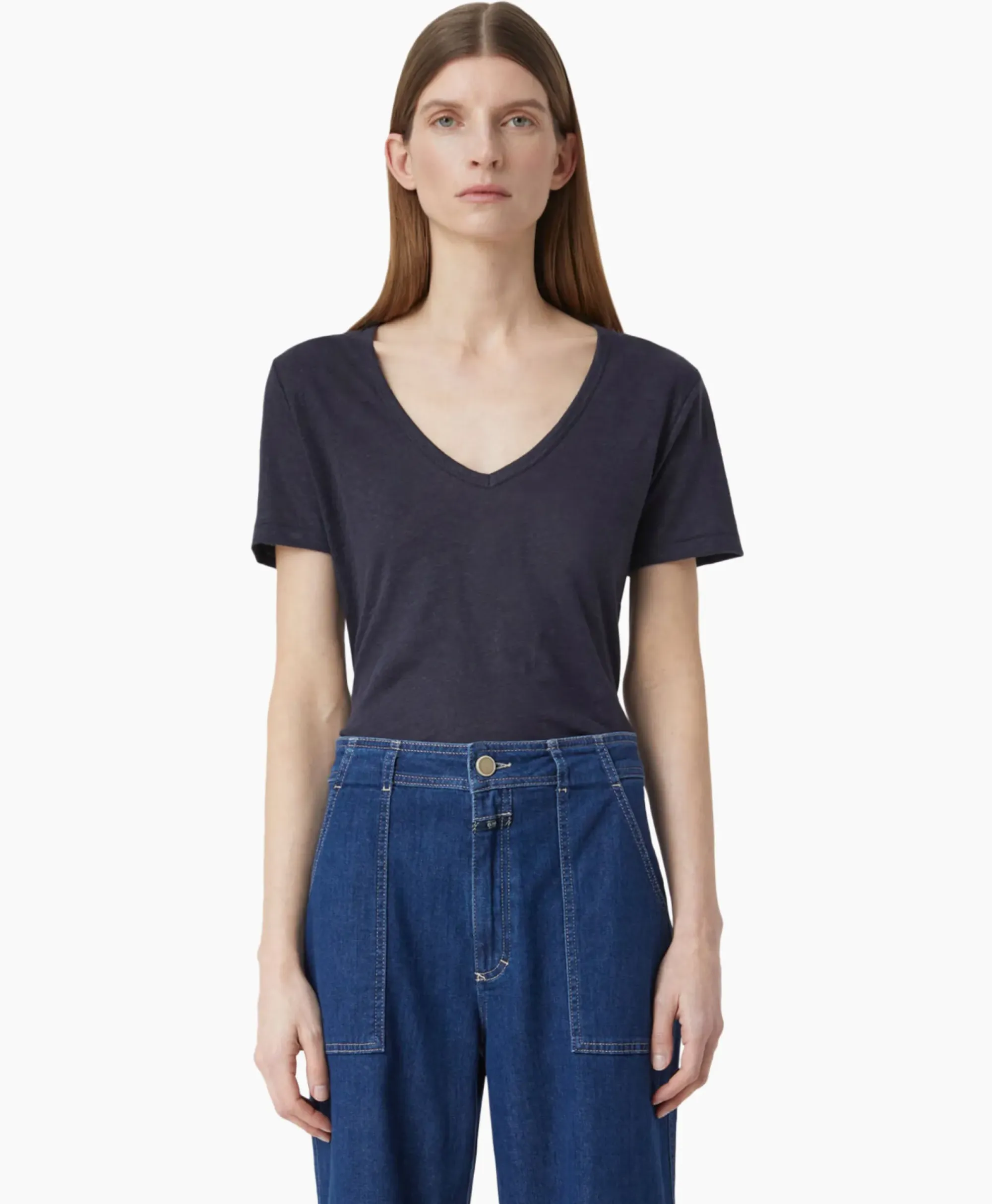 T-Shirts & Tops^Closed T-Shirt Korte Mouw V-Neck Blauw