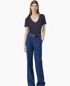 T-Shirts & Tops^Closed T-Shirt Korte Mouw V-Neck Blauw
