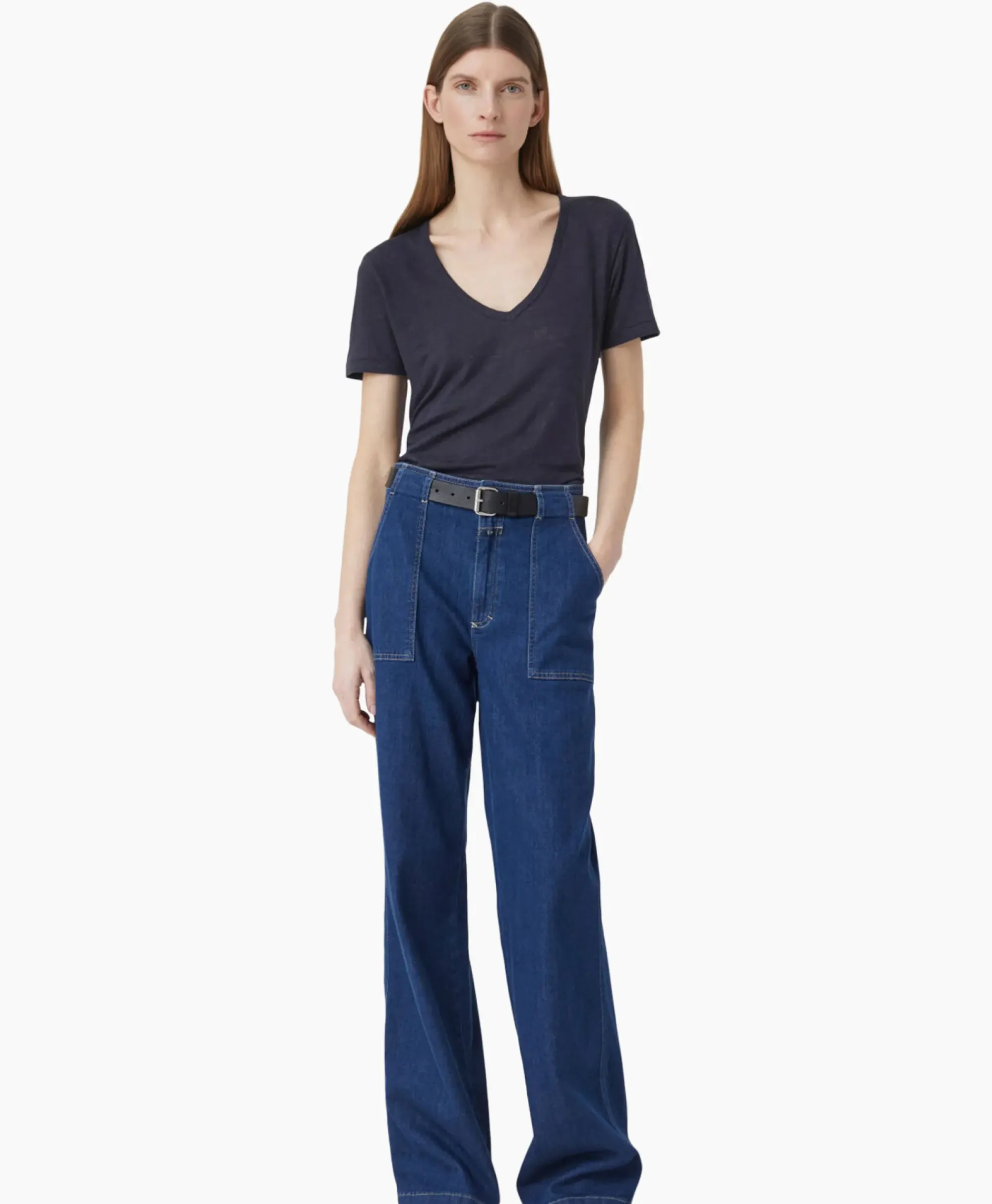 T-Shirts & Tops^Closed T-Shirt Korte Mouw V-Neck Blauw