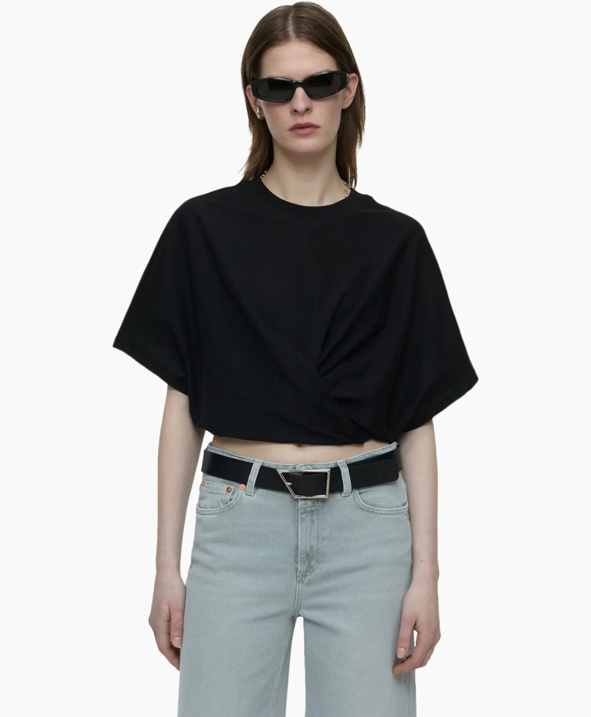 T-Shirts & Tops^Closed T-Shirt Korte Mouw Wrap Zwart