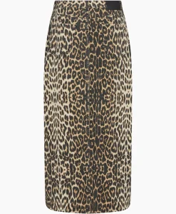 Rokken^Co'couture Co'Couture Midi Rok Leo Denim Slitbruin