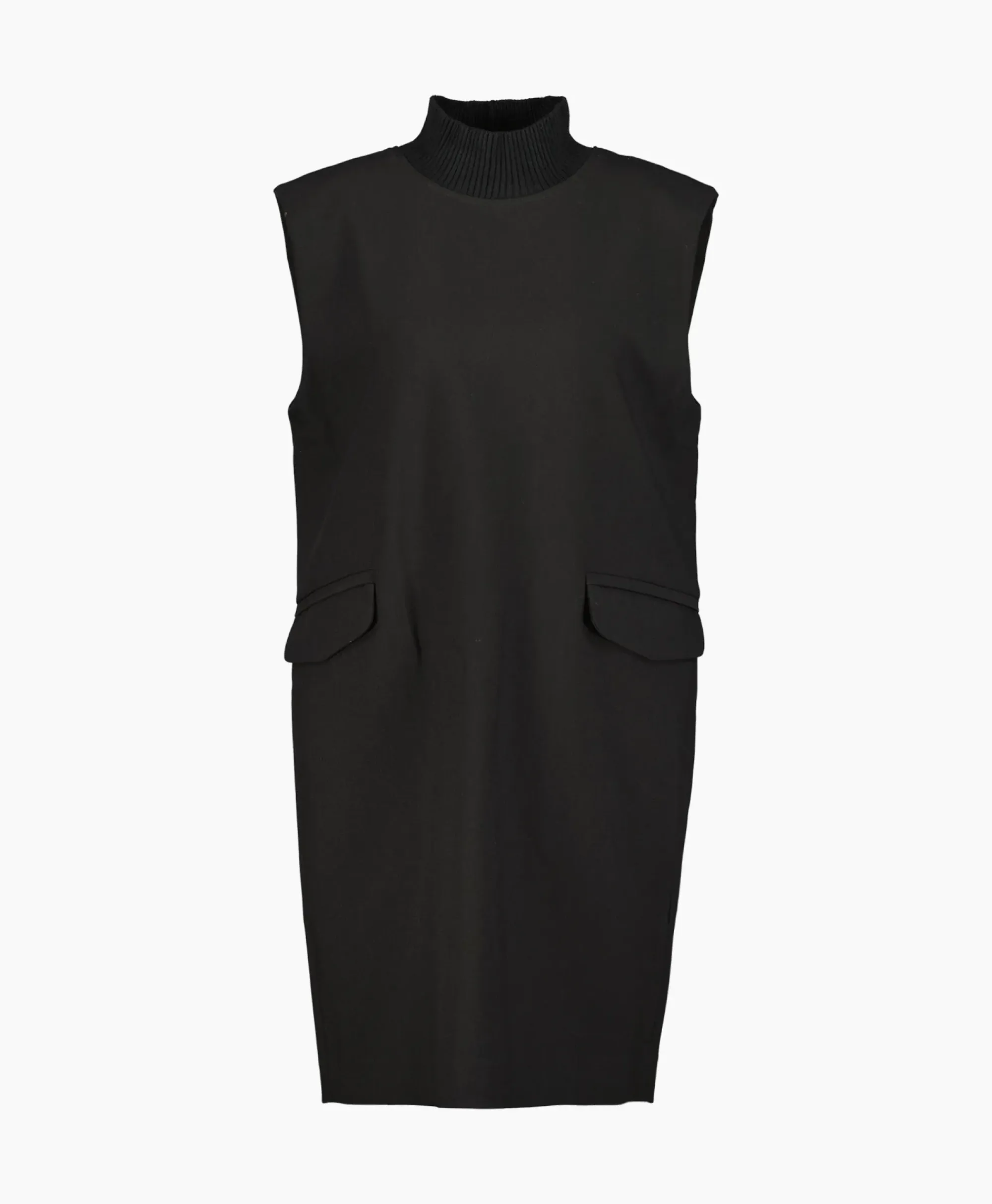 Jurken^Co'couture Co'Couture Mini Jurk Volacc Rib Turtleneck Zwart