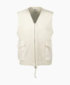 Jassen^Cp Company Bodywarmer Heavy Jersey Mixed Zipped Wit