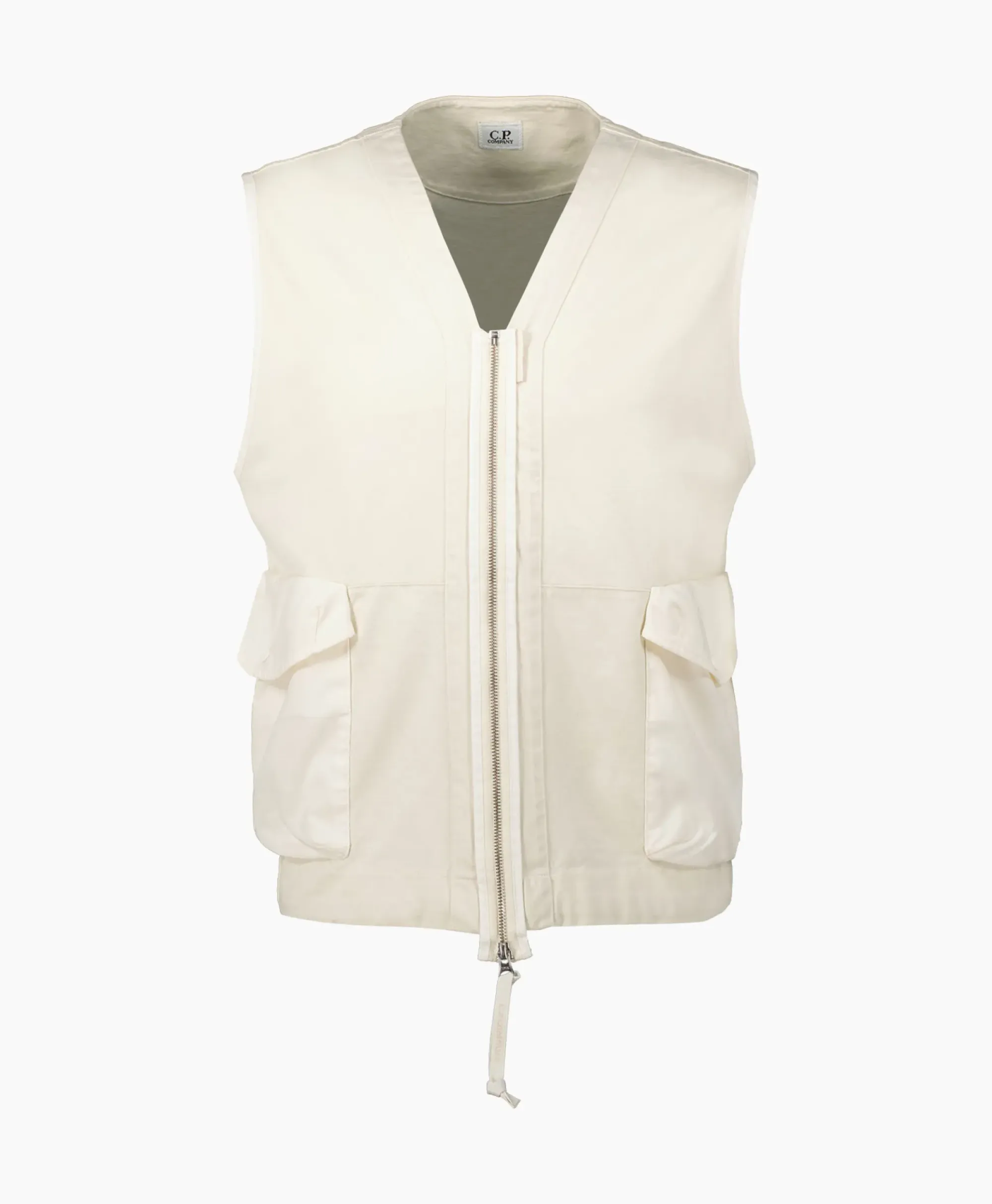Jassen^Cp Company Bodywarmer Heavy Jersey Mixed Zipped Wit