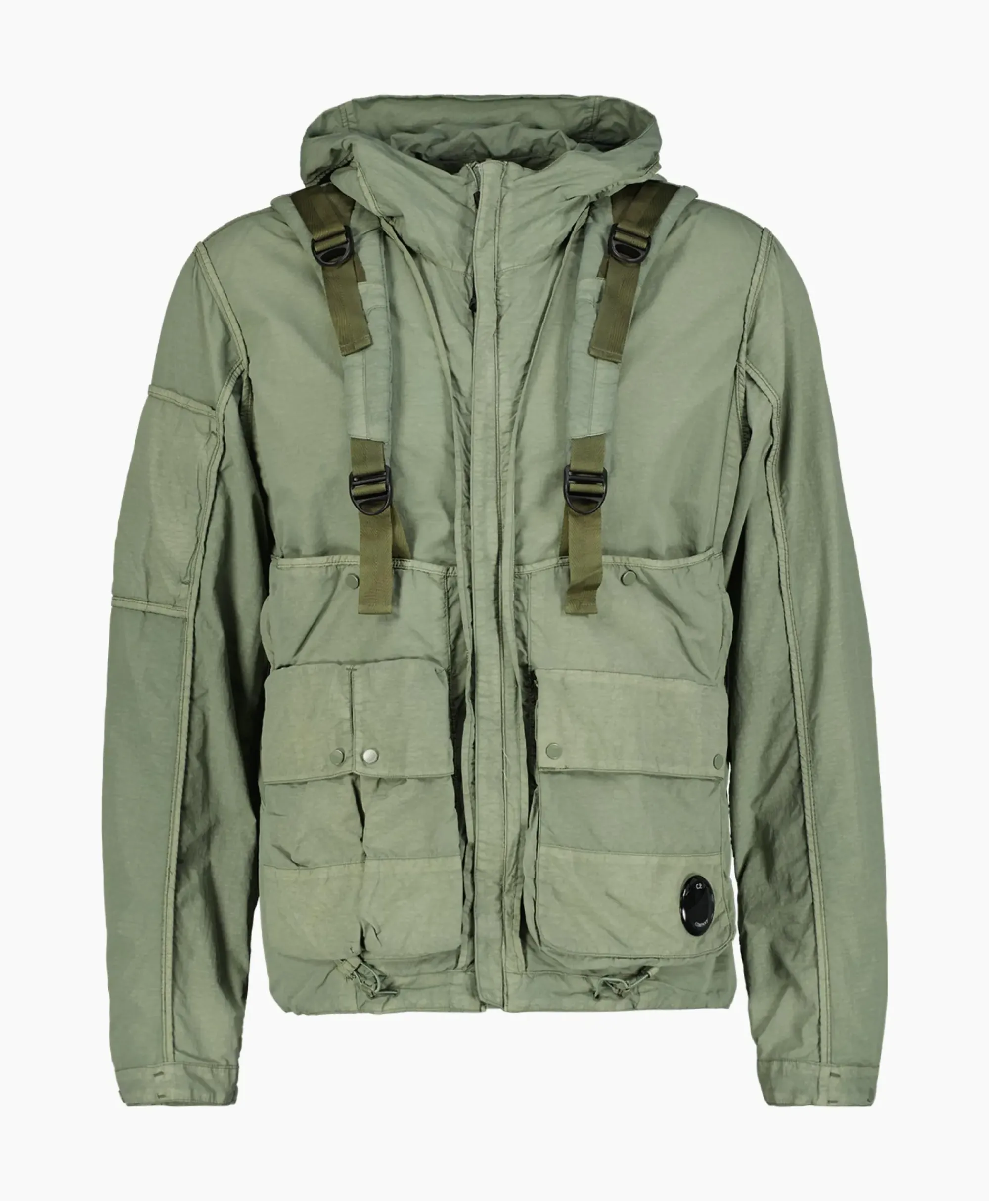 Jassen^Cp Company Jack Flatt Nylon Reversible Hooded Groen
