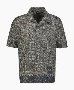 Overhemden^Cp Company Overhemd Popeline Baja Print Zwart