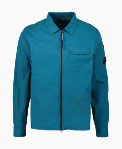 Jassen^Cp Company Overshirt Gabardine Zipped Blauw