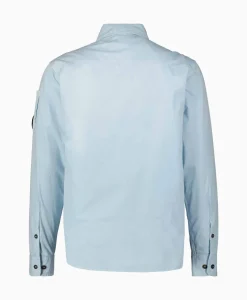 Jassen^Cp Company Overshirt Gabardine Zipped Licht Blauw