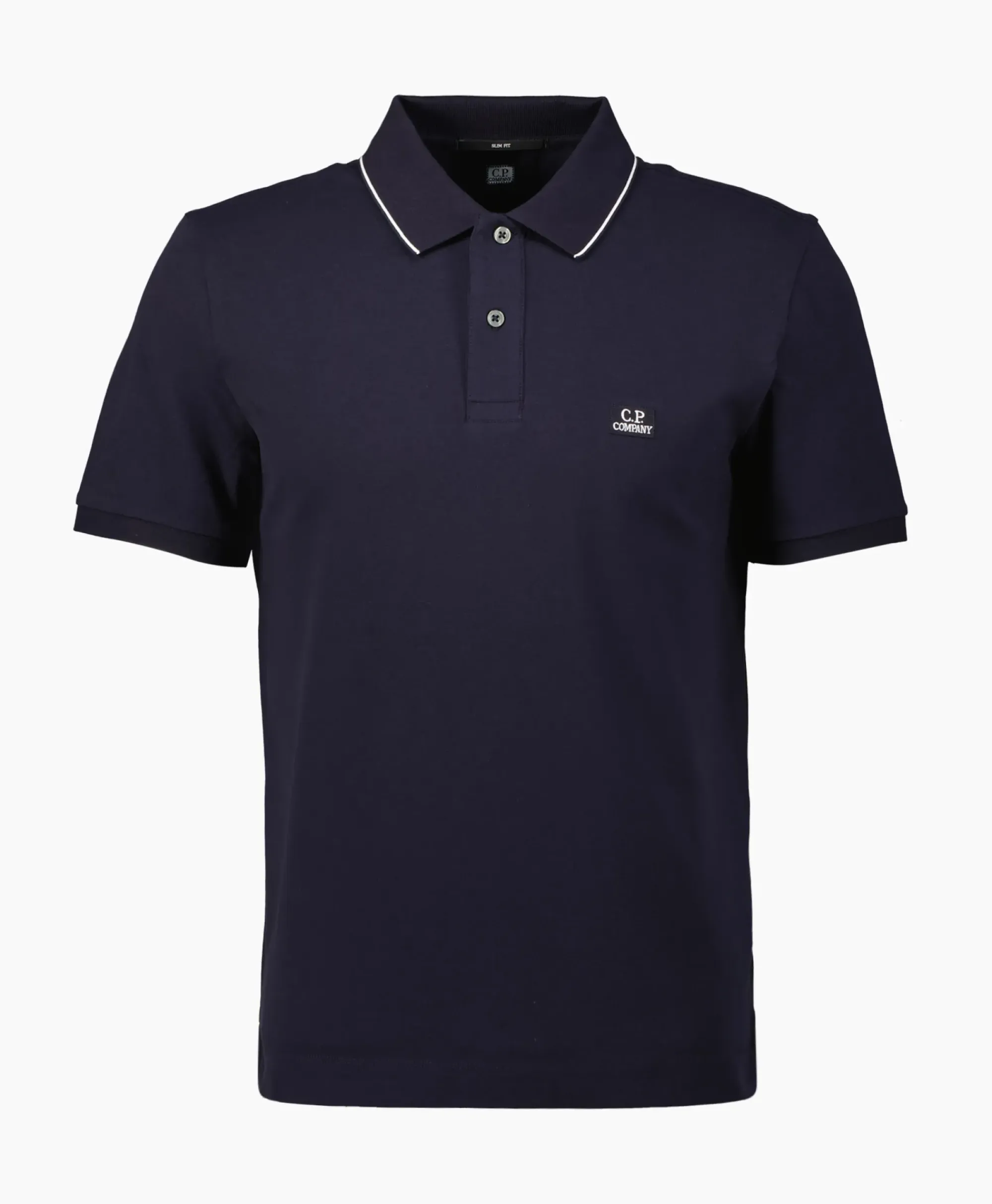Polo's^Cp Company Polo Stretch Piquet Striped Collar Donker Blauw