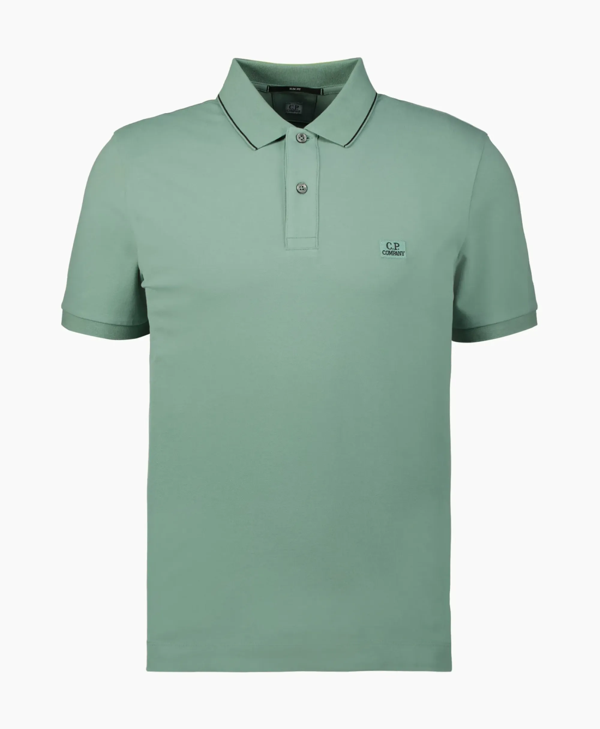 Polo's^Cp Company Polo Stretch Piquet Striped Collar Licht Groen