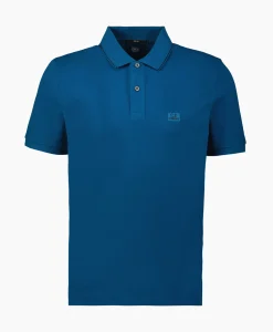 Polo's^Cp Company Polo Stretch Piquet Striped Collar Blauw