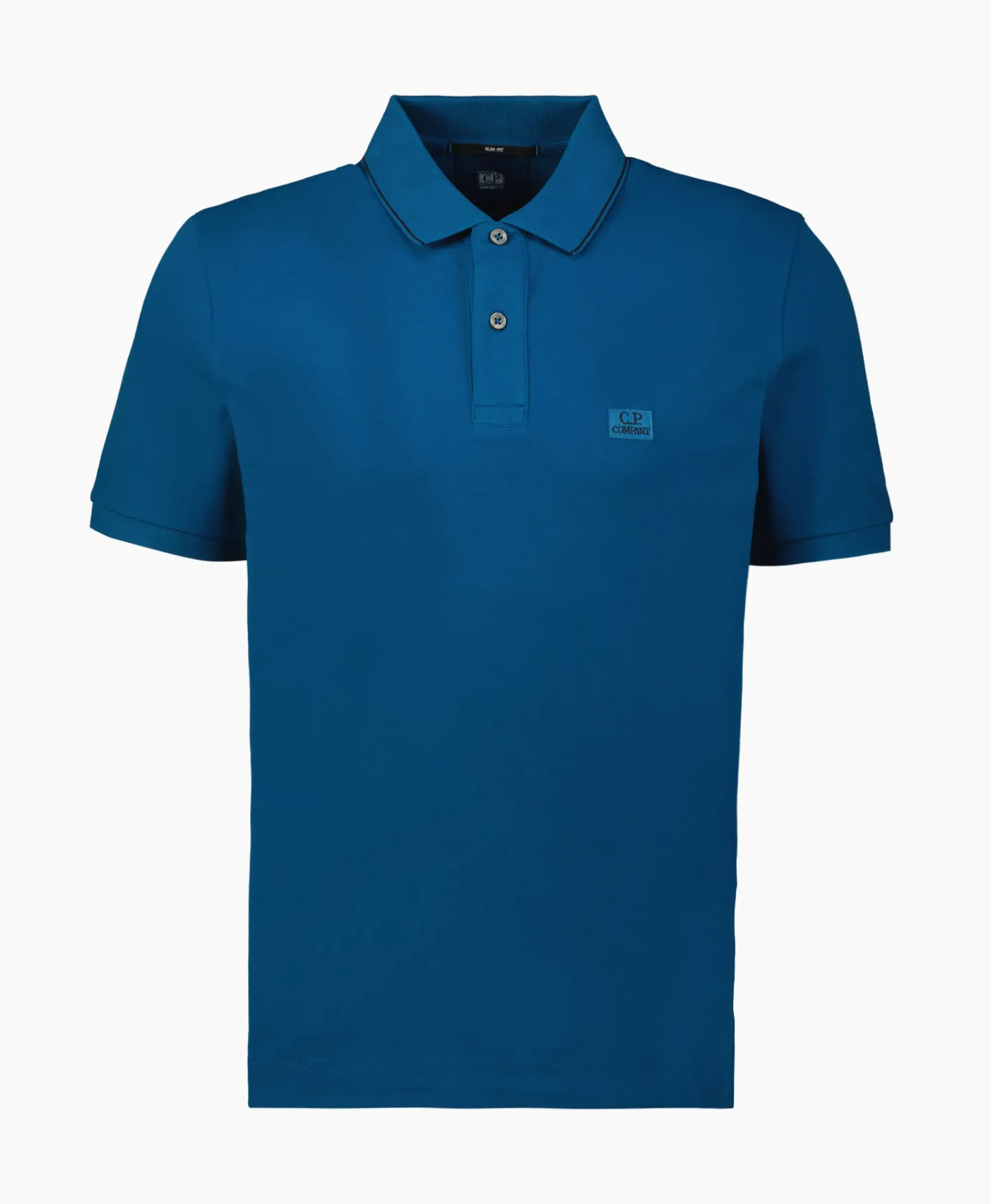 Polo's^Cp Company Polo Stretch Piquet Striped Collar Blauw